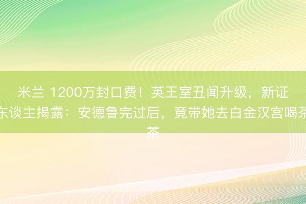 米兰 1200万封口费!英王室丑闻升级,新证东谈主揭露:安德鲁完过后,竟带她去白金汉宫喝茶