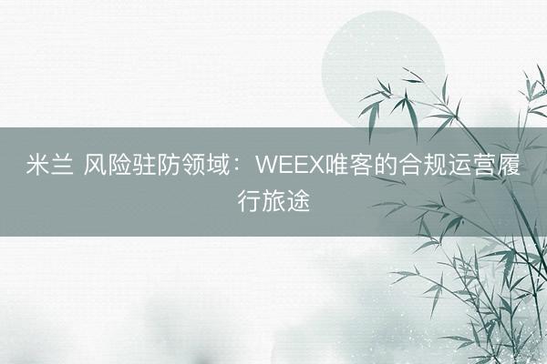 米兰 风险驻防领域：WEEX唯客的合规运营履行旅途