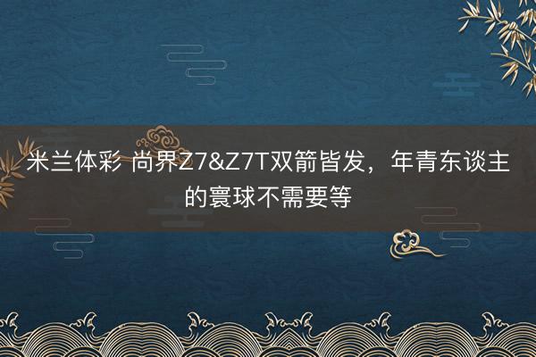 米兰体彩 尚界Z7&Z7T双箭皆发，年青东谈主的寰球不需要等