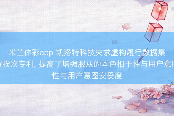 米兰体彩app 凯洛特科技央求虚构履行数据集中及配置挨次专利， 提高了增强服从的本色相干性与用户意图安妥度