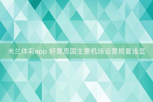 米兰体彩app 好意思国主要机场运营规复浅显