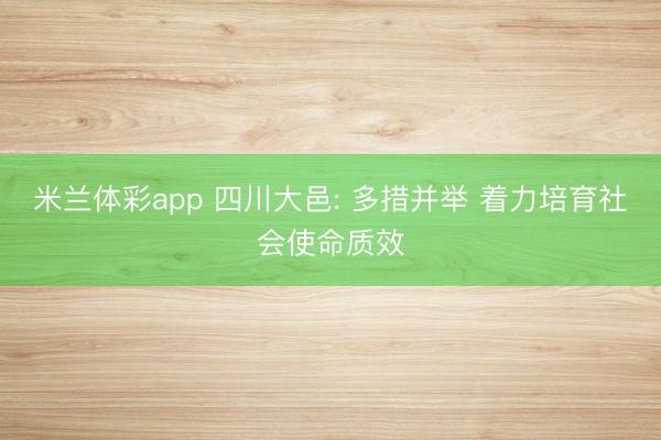 米兰体彩app 四川大邑: 多措并举 着力培育社会使命质效