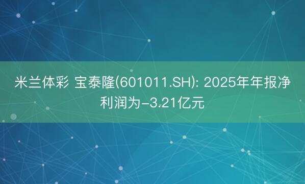 米兰体彩 宝泰隆(601011.SH): 2025年年报净利润为-3.21亿元