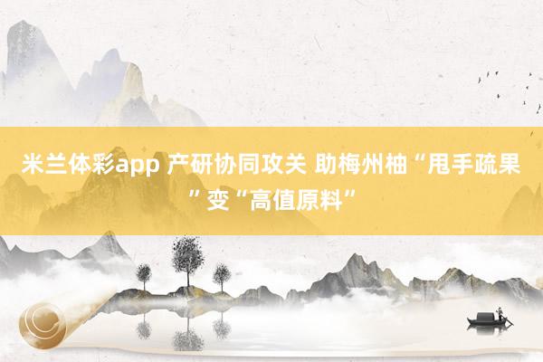 米兰体彩app 产研协同攻关 助梅州柚“甩手疏果”变“高值原料”