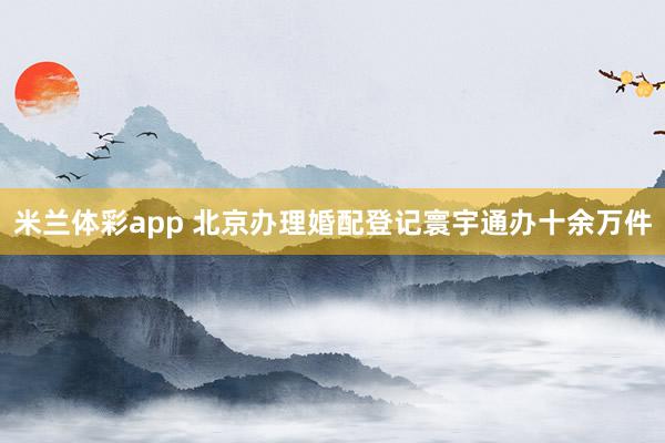 米兰体彩app 北京办理婚配登记寰宇通办十余万件