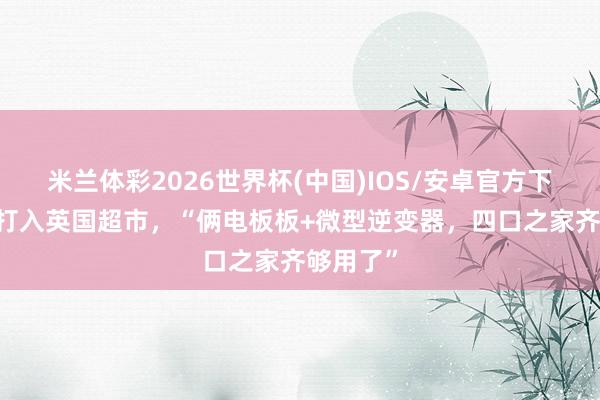 米兰体彩2026世界杯(中国)IOS/安卓官方下载 中企打入英国超市,“俩电板板+微型逆变器,四口之家齐够用了”