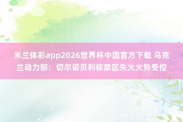米兰体彩app2026世界杯中国官方下载 乌克兰动力部：切尔诺贝利核禁区失火火势受控