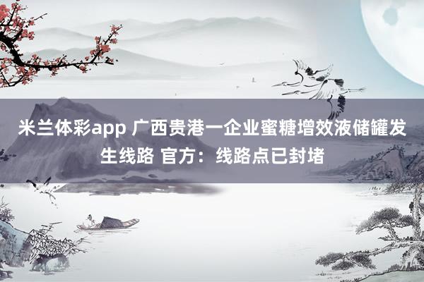 米兰体彩app 广西贵港一企业蜜糖增效液储罐发生线路 官方:线路点已封堵