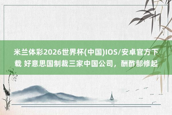 米兰体彩2026世界杯(中国)IOS/安卓官方下载 好意思国制裁三家中国公司，酬酢部修起