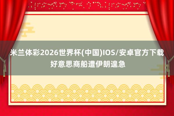 米兰体彩2026世界杯(中国)IOS/安卓官方下载 好意思商船遭伊朗遑急