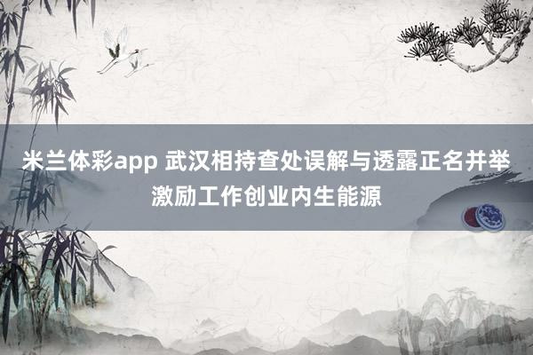 米兰体彩app 武汉相持查处误解与透露正名并举激励工作创业内生能源