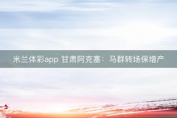 米兰体彩app 甘肃阿克塞：马群转场保增产