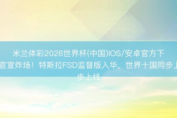 米兰体彩2026世界杯(中国)IOS/安卓官方下载 官宣炸场！特斯拉FSD监督版入华，世界十国同步上线