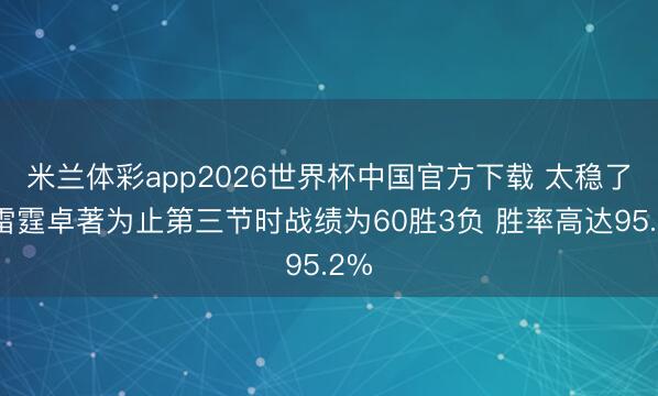 米兰体彩app2026世界杯中国官方下载 太稳了！雷霆卓著为止第三节时战绩为60胜3负 胜率高达95.2%