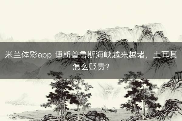 米兰体彩app 博斯普鲁斯海峡越来越堵，土耳其怎么贬责？