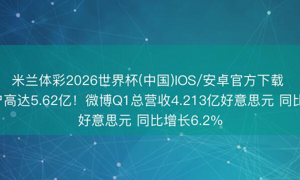 米兰体彩2026世界杯(中国)IOS/安卓官方下载 月活跃用户高达5.62亿！微博Q1总营收4.213亿好意思元 同比增长6.2%
